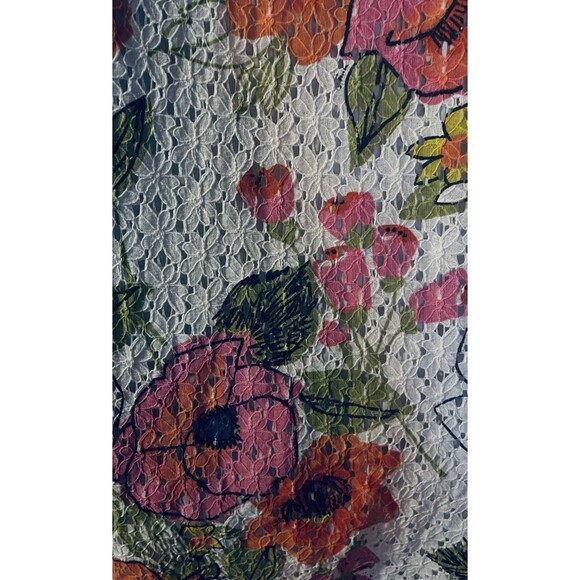 Trina Turk Multi Color Floral  Eyelet Lace Off The Shoulder Dress Women's Size 8 - Picture 7 of 9